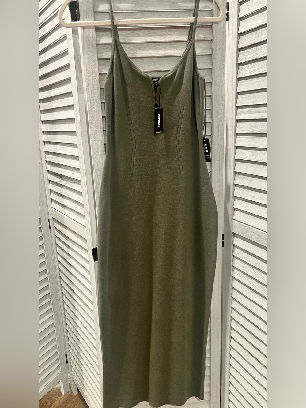 Express Olive Green Maxi Slip Dress, sz Small